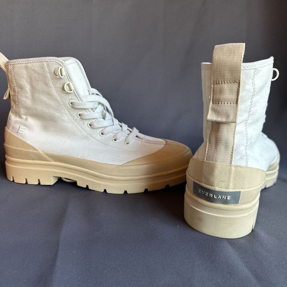 EVERLANE 100% Organic Cotton Boots 9.5 Women’s Sleek Rubber Toe Lace Up